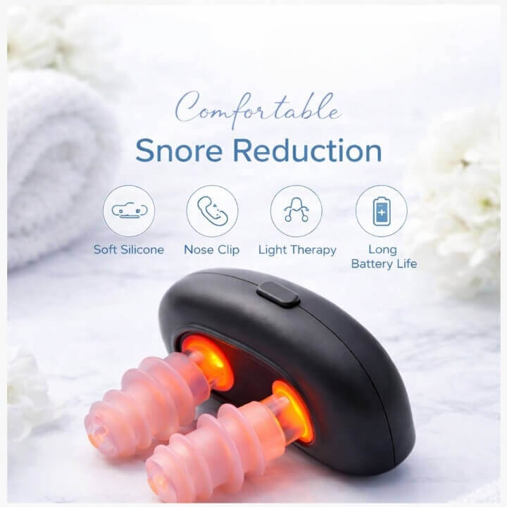 Relax & Breathe Bundle - Snore reduction device with soft silicone nose clips and light therapy on a white background