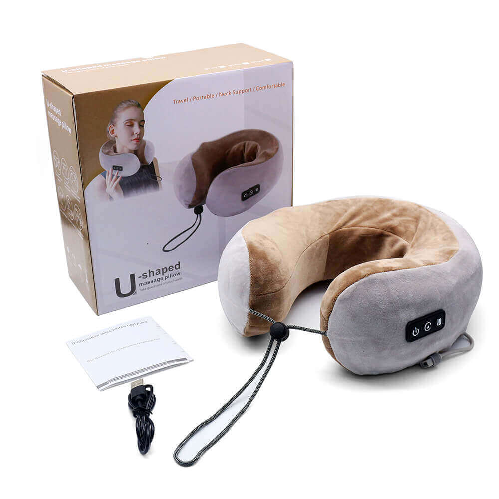 Portable Heated Neck & Shoulder Massager in U-shaped design for travel and neck support.
